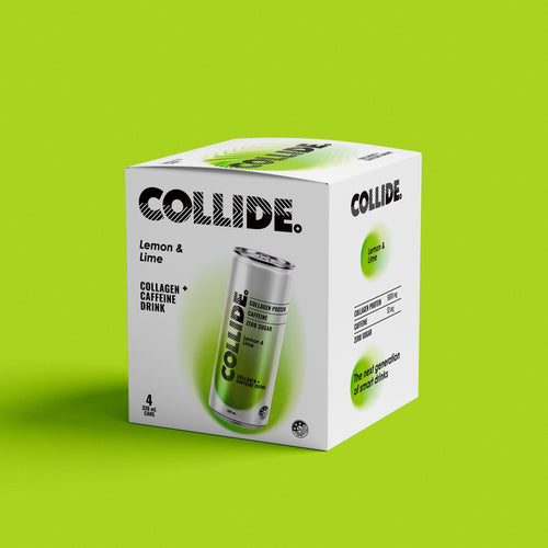 Collide Lemon & Lime Collagen + Caffeine Drink 4-pack of 330mL cans