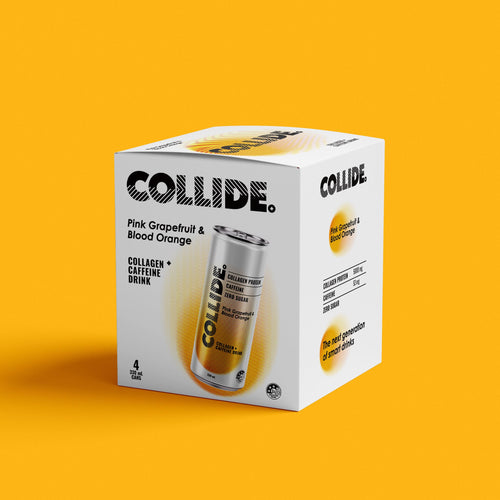 Collide Pink Grapefruit & Blood Orange Collagen + Caffeine Drink 4-pack of 330mL cans